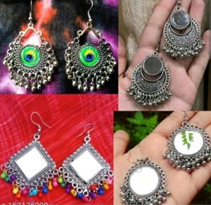 Beads Alloy Chandbali Hoop Earrings Jhumka Pack 4