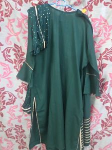 Green Embroidered Kurta  sharara  sat with dupatta