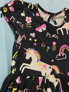 Cute Unicorn Print Girls Dress
