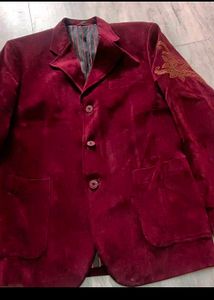 Velvet Blazer with Embroidery