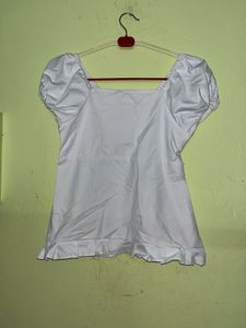 Cute White Puff Sleeve Top