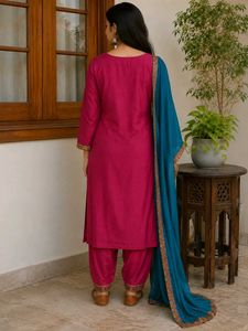 Beautiful Pink Kurta Set with Teal Dupatta