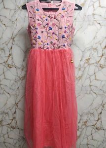 Karigari Girls Pink Embroidered sleeveless
