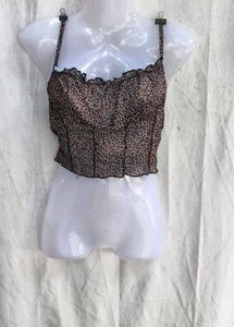 69209. Leopard Print Ruffle Cami Top