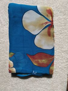 Blue Floral Print Saree