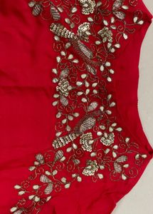 Red &amp; Gold Embellished Tunic Gown.