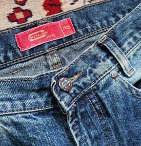 Outlaw denim wash straight wide jeans