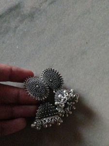 Stunning Jhumka Earrings with Rhinestones