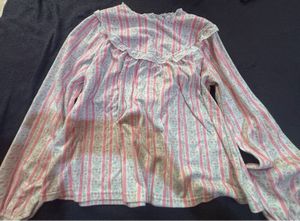vintage Lanz Fleece Pajama top Pink White Floral S