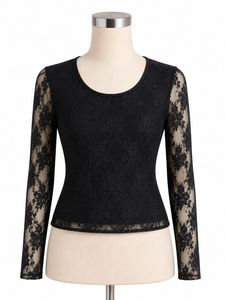 Elegant Black Lace Long Sleeve Top
