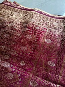 Maroon Floral Banarasi Silk Saree