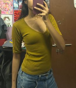 Mustard Yellow V-Neck Tee