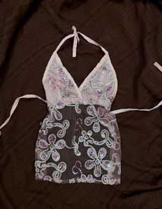 Sparkling Floral y2k  Halter Top