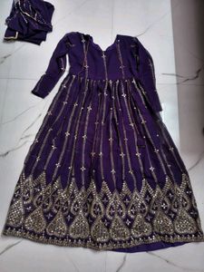 Elegant Purple Embellished Kurta Set with Dupatta