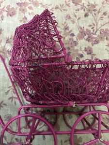 Metal Pink Wire Baby Stroller Decor