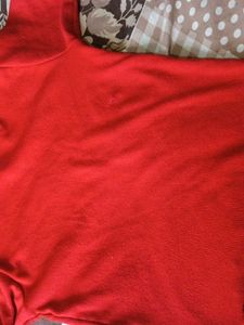 Red Ruffled Neck T-Shirt