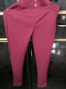 Maroon High-Waist Pants