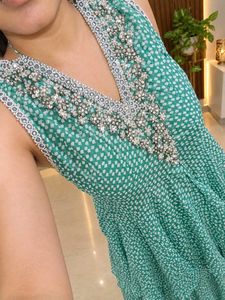 Green Floral Kurta Set