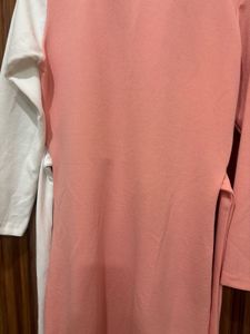 Chic Peach Kurta with White Sleeves