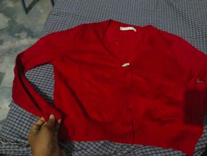 Cozy Red V-Neck Sweater Top