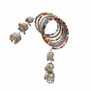 Boho Beaded Bangles with Jhumka Charms