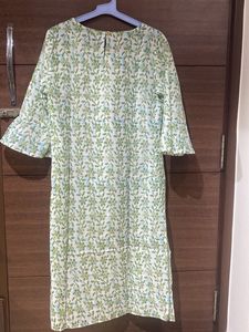 Floral Print Cotton Kurta with Flared Sleeves