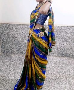 Vibrant Striped lehriya Saree