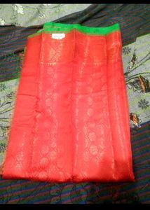 Beautiful Red Saree with Green Border