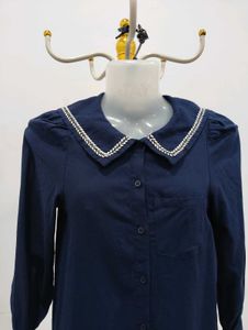 Balabala Chic Navy Blue Peter Pan Collar Dress