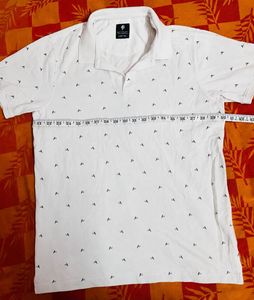 Men's White Polo Shirt with Small Print