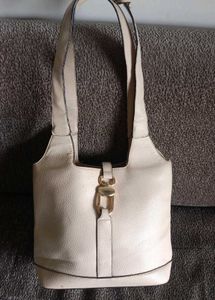 Chic White Textured Leather Handbag