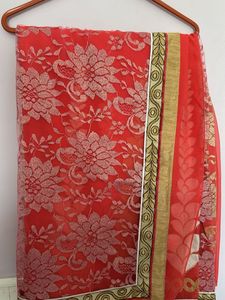 Elegant Red Embroidered Saree