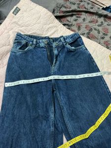 SHEIN Wide Leg solid Blue Denim Jeans