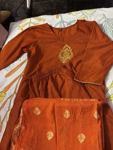 Elegant Orange Kurta Set with Dupatta