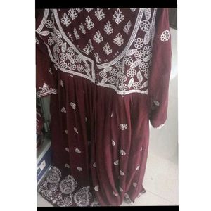 maroon long Kurti, maxi, gown