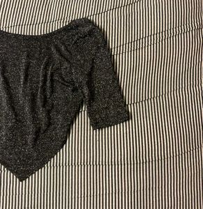 Sparkly Black V-Neck Top