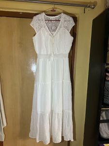 White Lace Detail Maxi Dress
