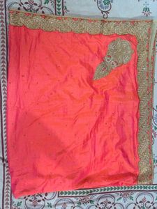 Stone Work Saree- Peach and Beige