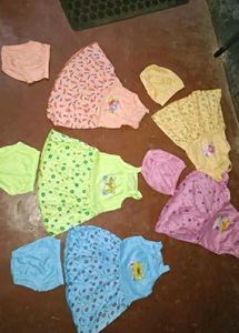 Girls Frock And Shorts Set -5 Pcs Pack