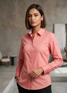 Women's Coral Pink Button-Up Shirt