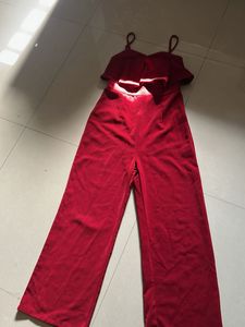 Red Ruffled Jumpsuit