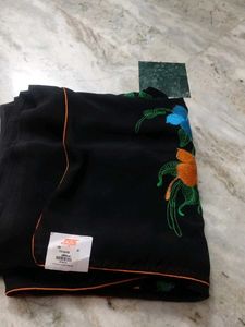 Embroidered Black Georgette Saree