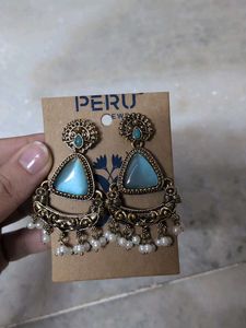 Elegant Blue Stone Dangle Earrings
