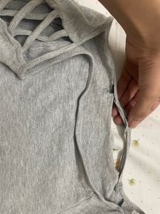 Combo Grey Off Shoulder+ Denim Shorts