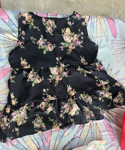 Black Floral Tiered Sleeveless Top