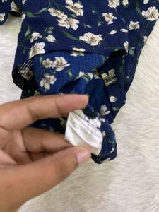 Navy Floral Bell Sleeve Top