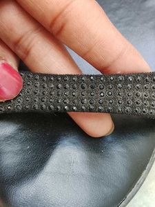 Chic Black Embellished Heel Sandals