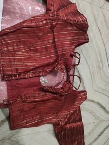 Elegant Red Striped Blouse