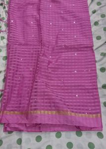 Elegant Pink Striped Saree with Sequins