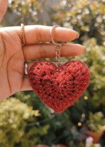Premium Handmade Red Crochet Heart Keychain
